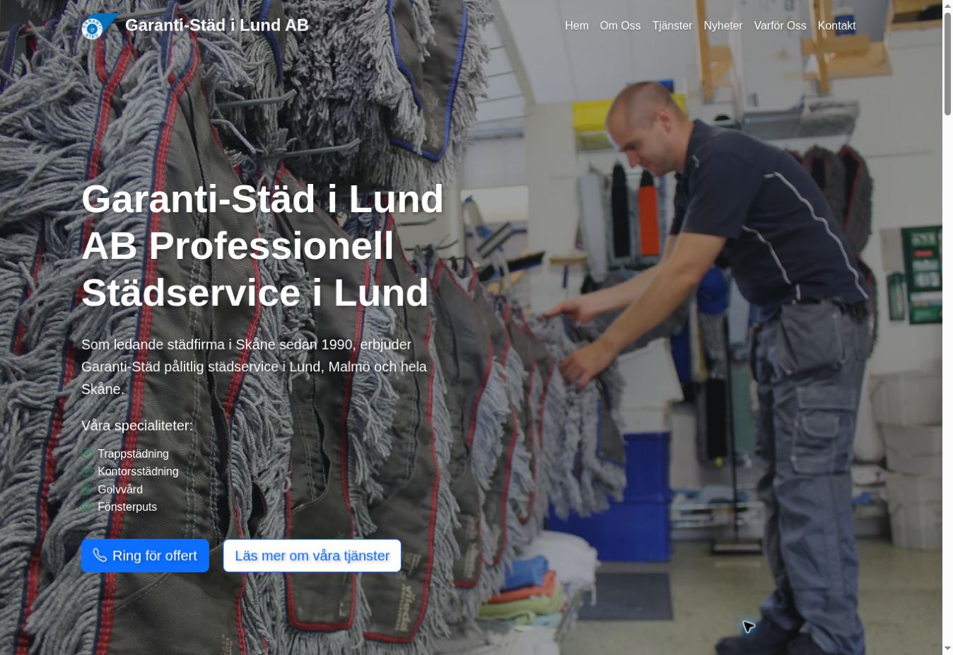 Garanti-Städ website homepage